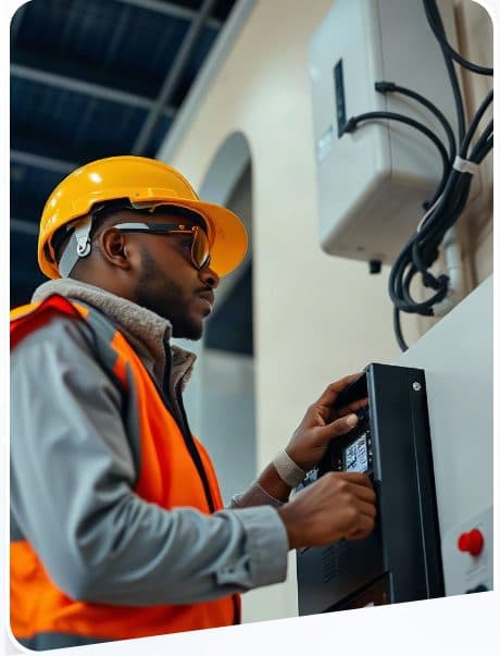 PD-ROCK CONCEPTS technician commissioning a power system on site